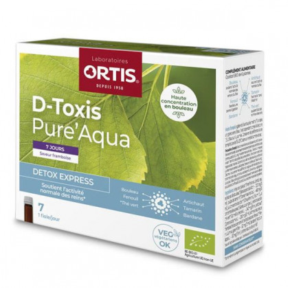 D-toxis Pure'Aqua Framboise Camomille BIO 7 fioles x 15ml Ortis