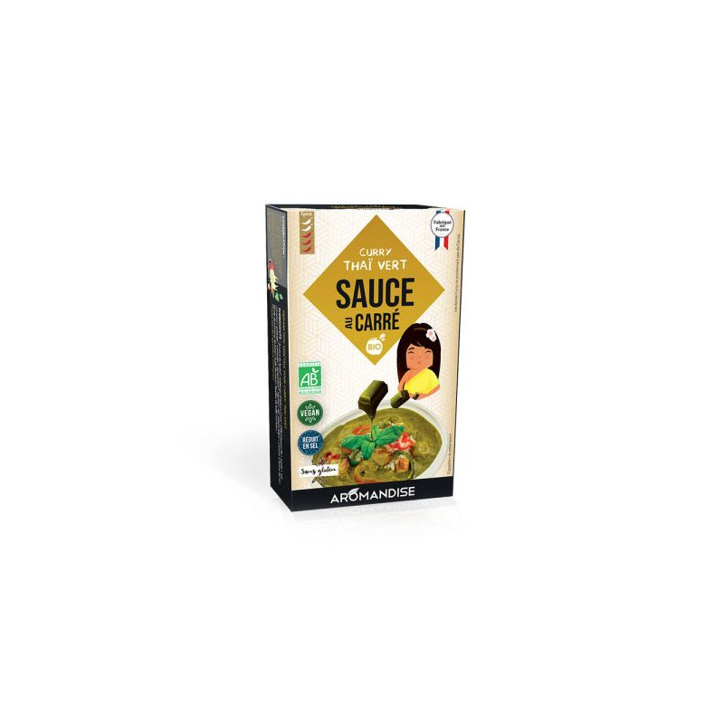 Sauce au carre curry vert Thai BIO 10x90g Aromandise