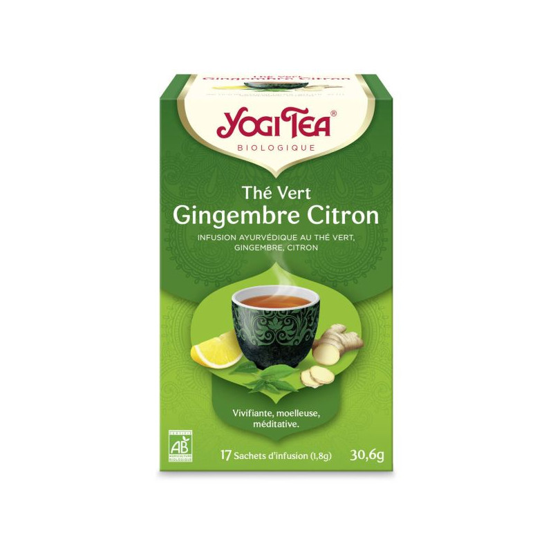 Thé vert gingembre citron BIO 17 infusettes Yogi Tea