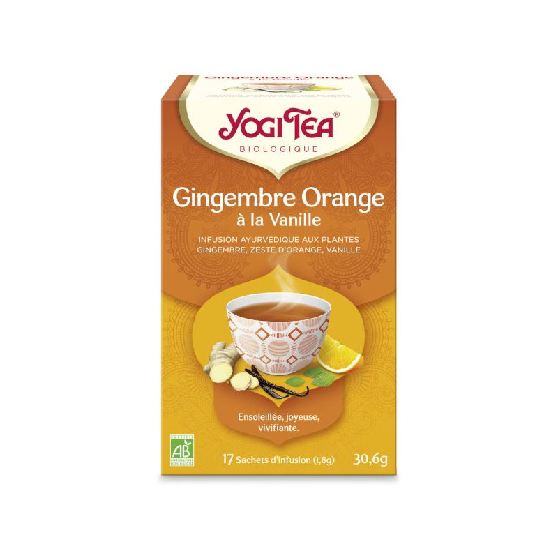 Gingembre orange vanille BIO 17 infusettes Yogi Tea