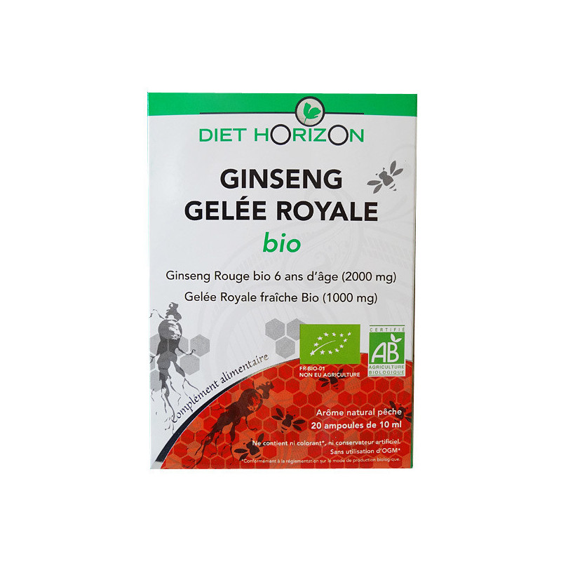 Ginseng Gelée royale Bio 1 acheté   1 offert Diet Horizon 20 ampoules