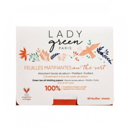 Feuilles matifiantes au thé vert -  Lady Green