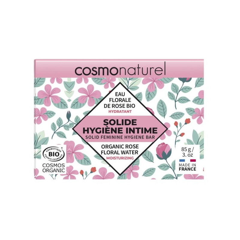 Hygiène intime solide Hydratant : Rose BIO 85g Cosmonaturel