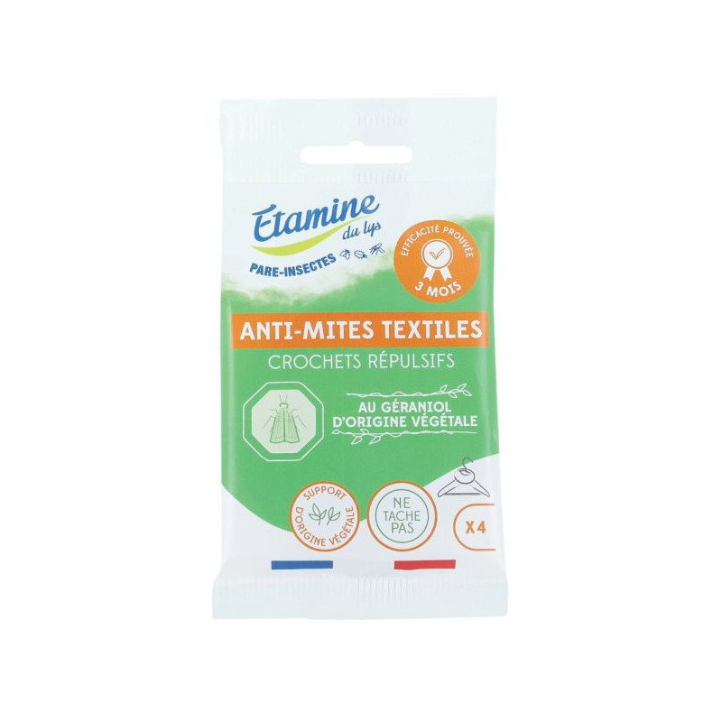 Piège anti mites textiles 4 crochets répulsifs Etamine du Lys