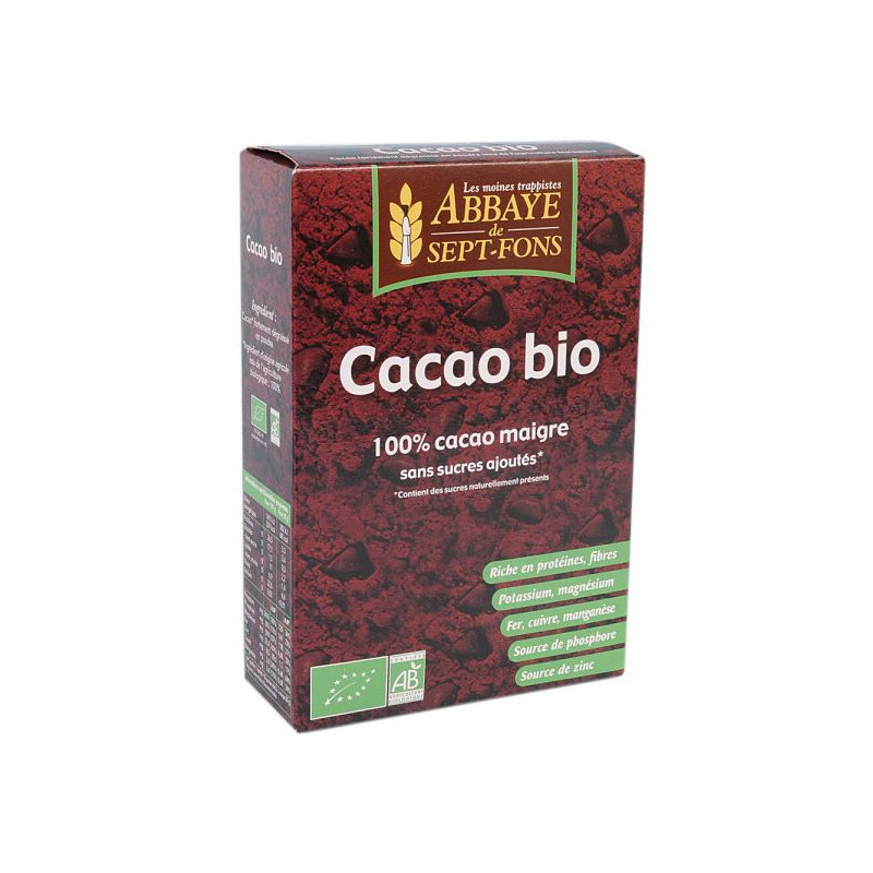 Cacao Bio (100% cacao maigre sans sucre ajouté) 200g Abbaye de Sept-Fons