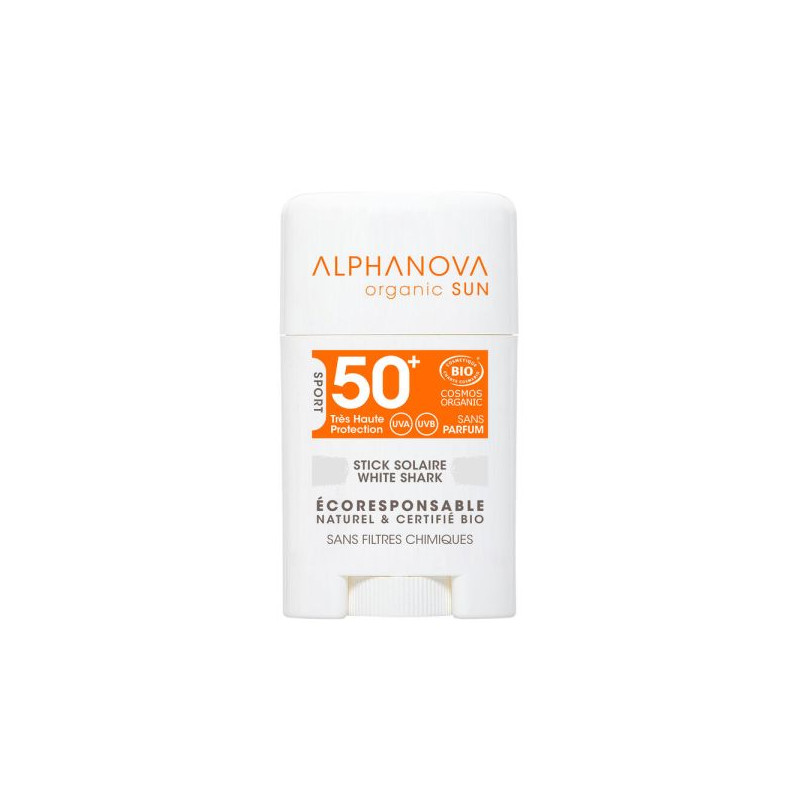 Stick solaire blanc SPF 50 + sans parfum BIO Alphanova