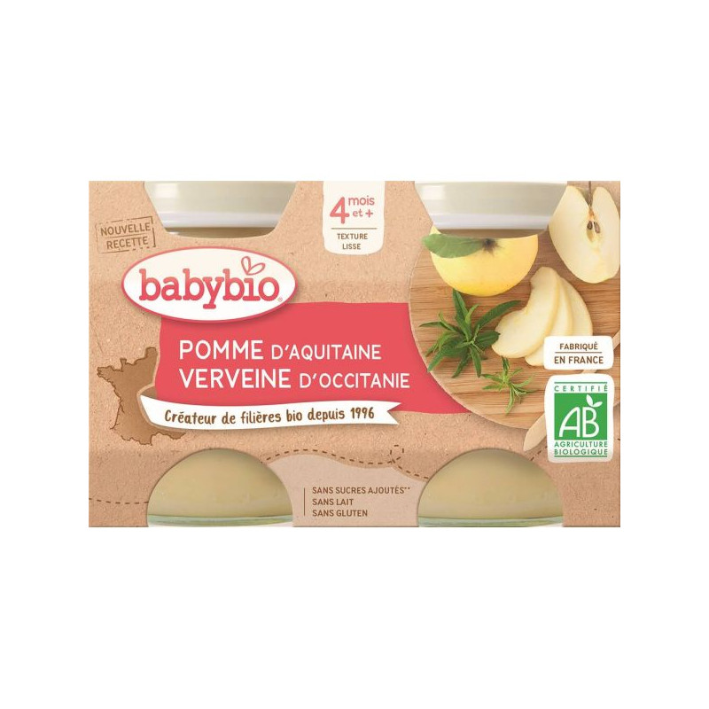 Petits Pots Pomme d'Aquitaine BIO dès 4 mois 2 x 130g Babybio