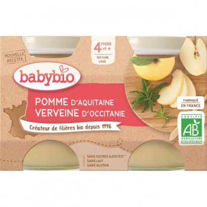 Petits Pots Pomme d'Aquitaine BIO dès 4 mois 2 x 130g Babybio