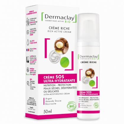 Crème Bio SOS Ultra Hydratante 50ml Dermaclay