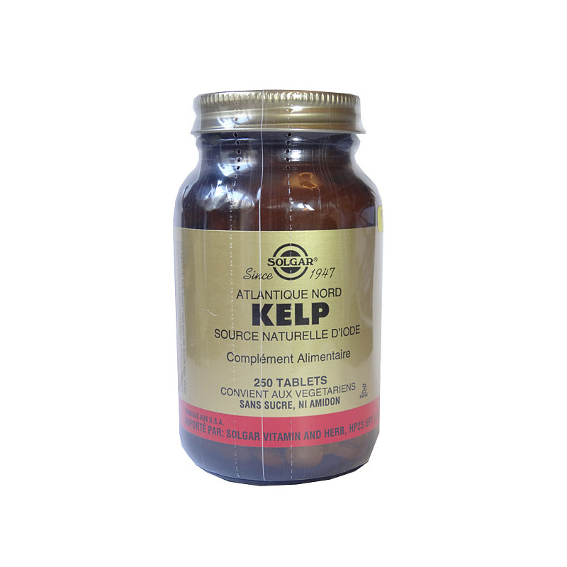 Kelp Iode naturelle Solgar 250 tablettes 250 comprimés