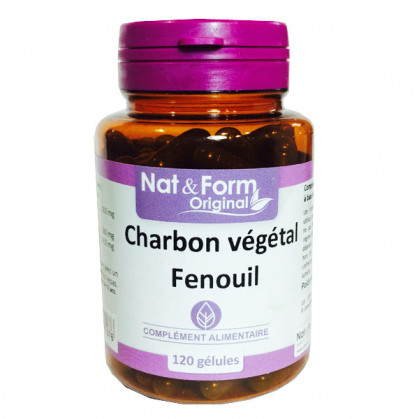Charbon Végétal activé - Fenouil 120 gélules Nat & Form 120 gélules
