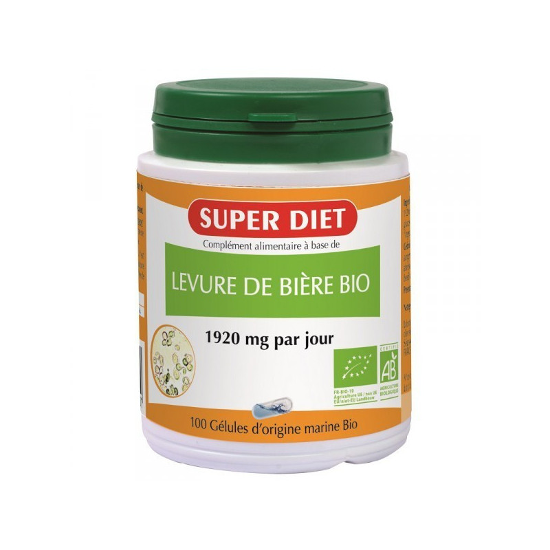 Levure de Bière Bio 100 gél Super Diet 100 gélules de 480 mg