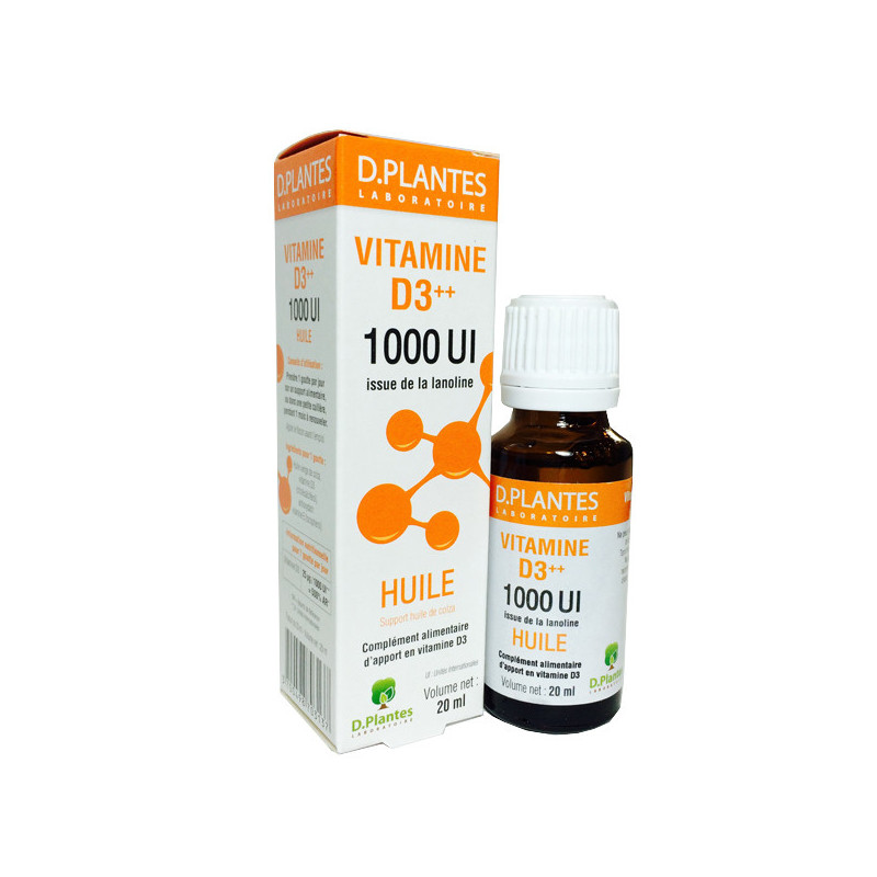 Vitamine D3++ Huile D.Plantes 1000 UI Flacon 20 ml environ 400 gouttes