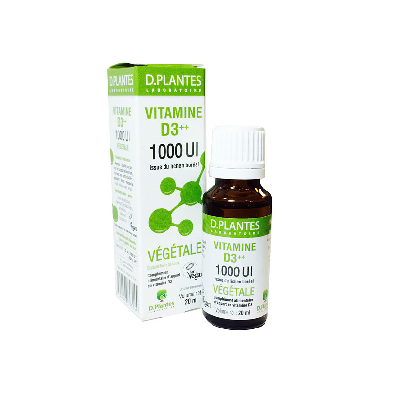 Vitamine D3++ Végétale D.Plantes 1000 UI Flacon gouttes 20 ml Soit 450 gouttes