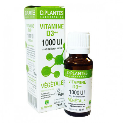 Vitamine D3++ Végétale D.Plantes 1000 UI Flacon gouttes 20 ml Soit 450 gouttes