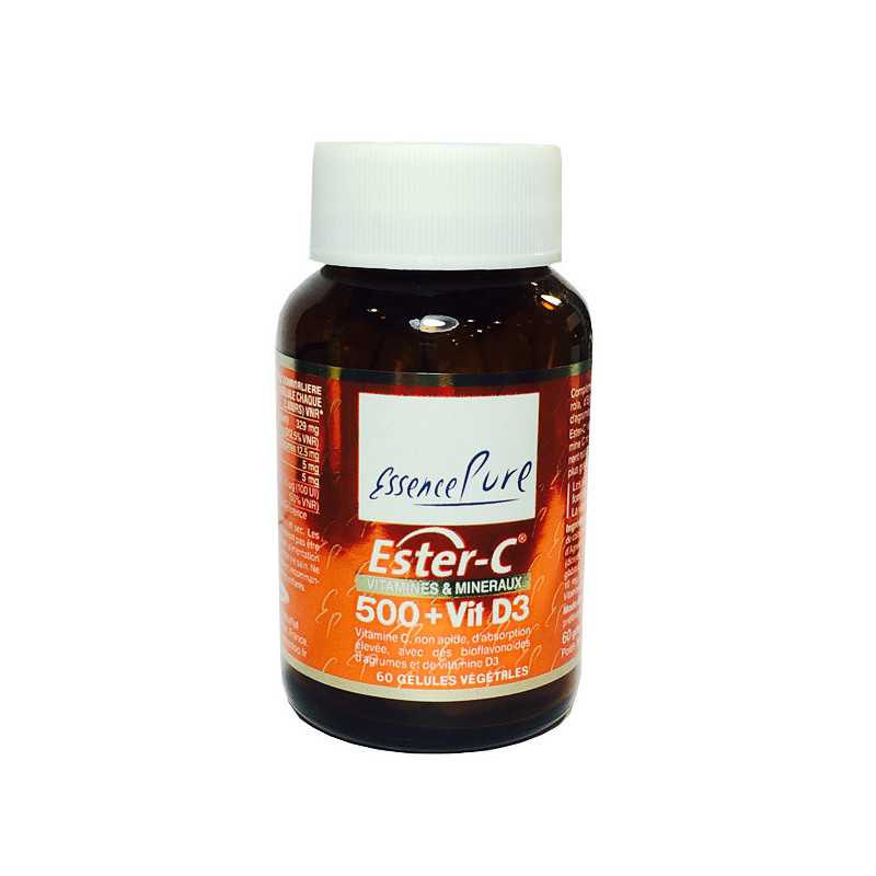 Ester-C 500 D3 60 gélules Essence Pure 60 gélules végétales