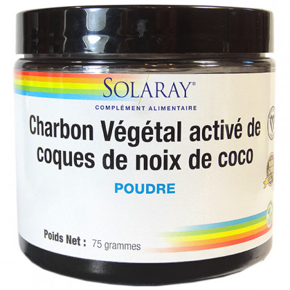 Charbon végétal activé de coco Solaray 75 grammes