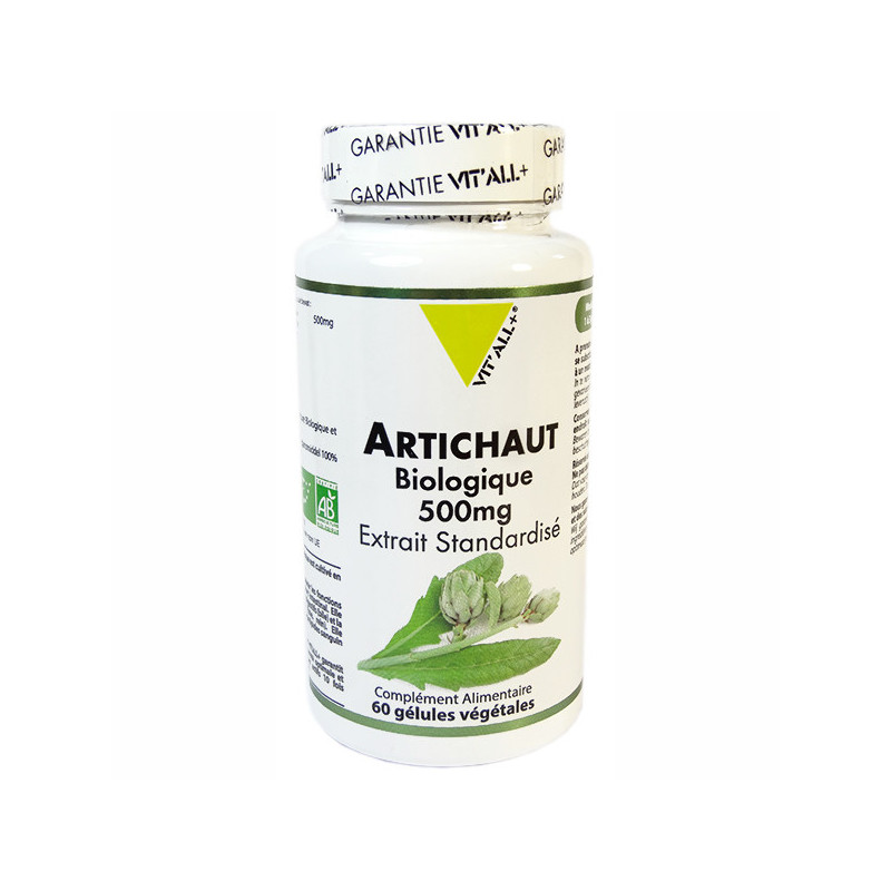 Artichaut Bio 500mg 60 gélules Vitall+ 60 gélules végétales