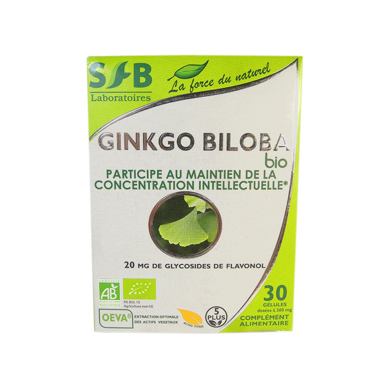 Ginkgo Biloba Bio SFB 30 gélules 30 gélules végétales