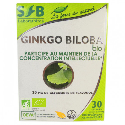 Ginkgo Biloba Bio SFB 30 gélules 30 gélules végétales