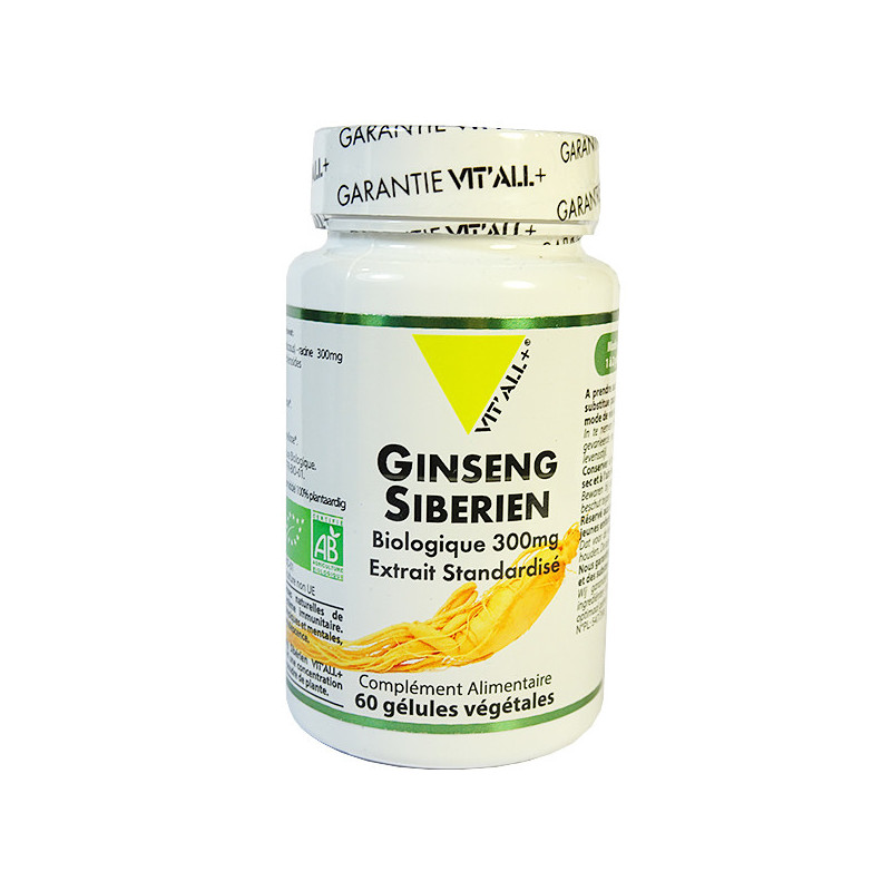 Ginseng Sibérien Eleutherocoque bio 60 gélules Vitall+ 60 gélules végétales