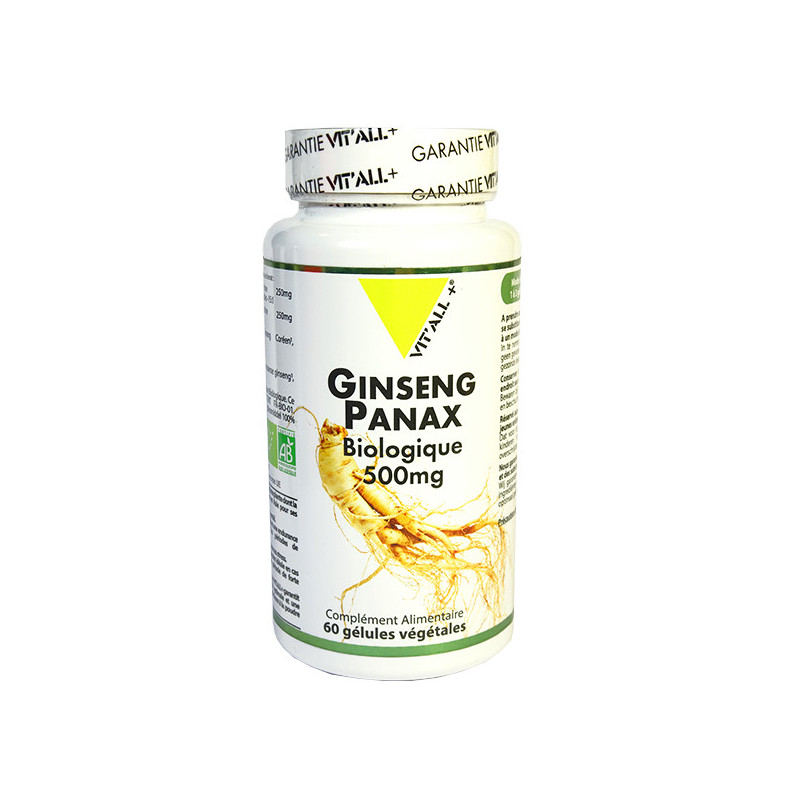 Ginseng Panax bio 60 gélules Vitall+ 60 gélules végétales