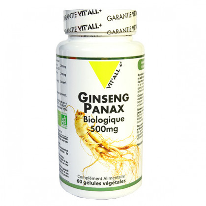 Ginseng Panax bio 60 gélules Vitall+ 60 gélules végétales
