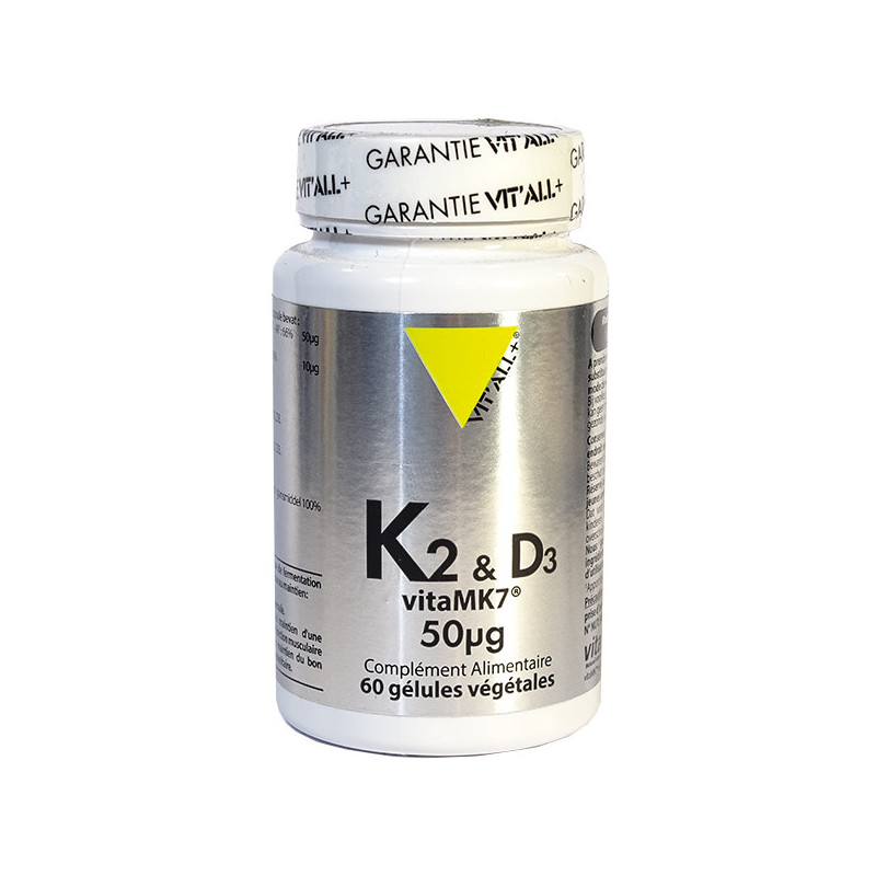 Vitamine K2-MK7 et D3 60 gélules Vitall+ 60 gélules végétales