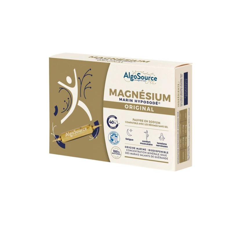 Magnésium Marin Hyposodé Original - 20 ampoules Algosource