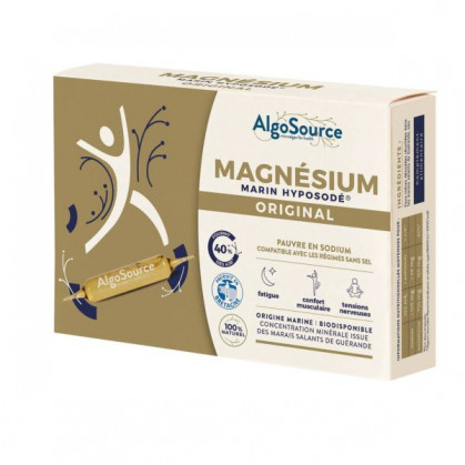 Magnésium Marin Hyposodé Original - 20 ampoules Algosource