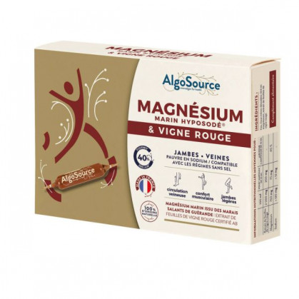 Magnésium Marin Hyposodé & Vigne rouge - 20 ampoules Algosource