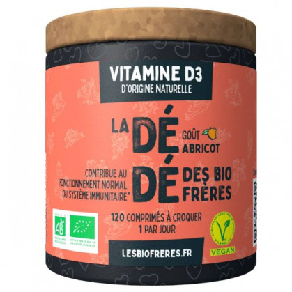 Vitamine D3 Goût Abricot "La Dédé" 120 comprimés - Les Bio Frères